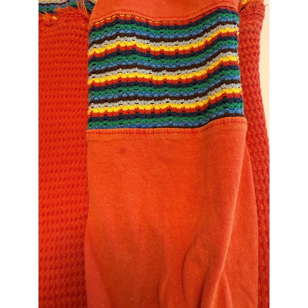 BDG Urban Outfitters Boho Retro Red Rainbow Stripe Waffle Knit LS Tunic Womens M - Picture 9 of 10